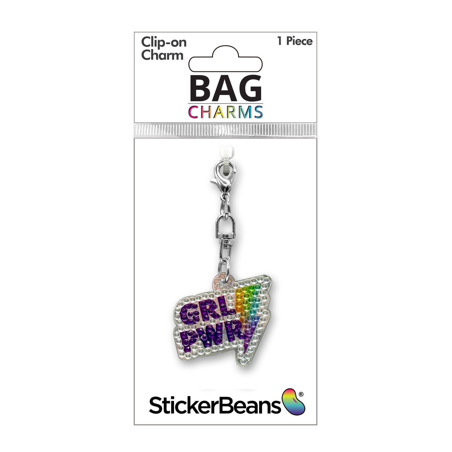 Girl Power Rhinestone Bag Charm