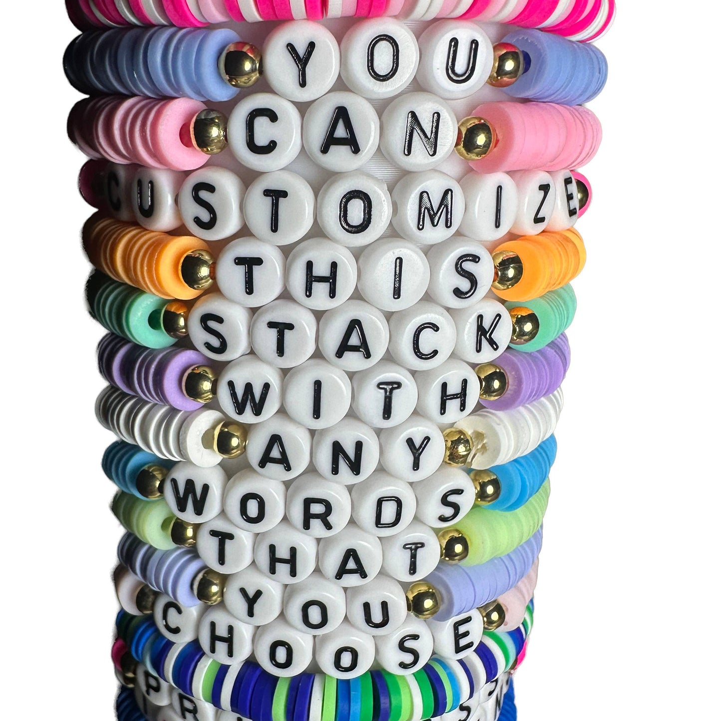 Customizable Word Bracelet Stack