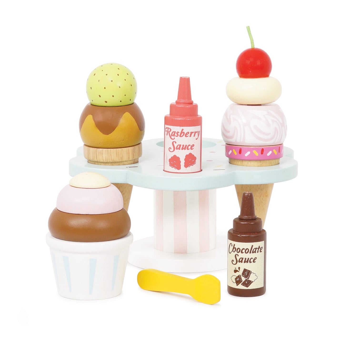 Wooden Ice Cream Stand & Toppings