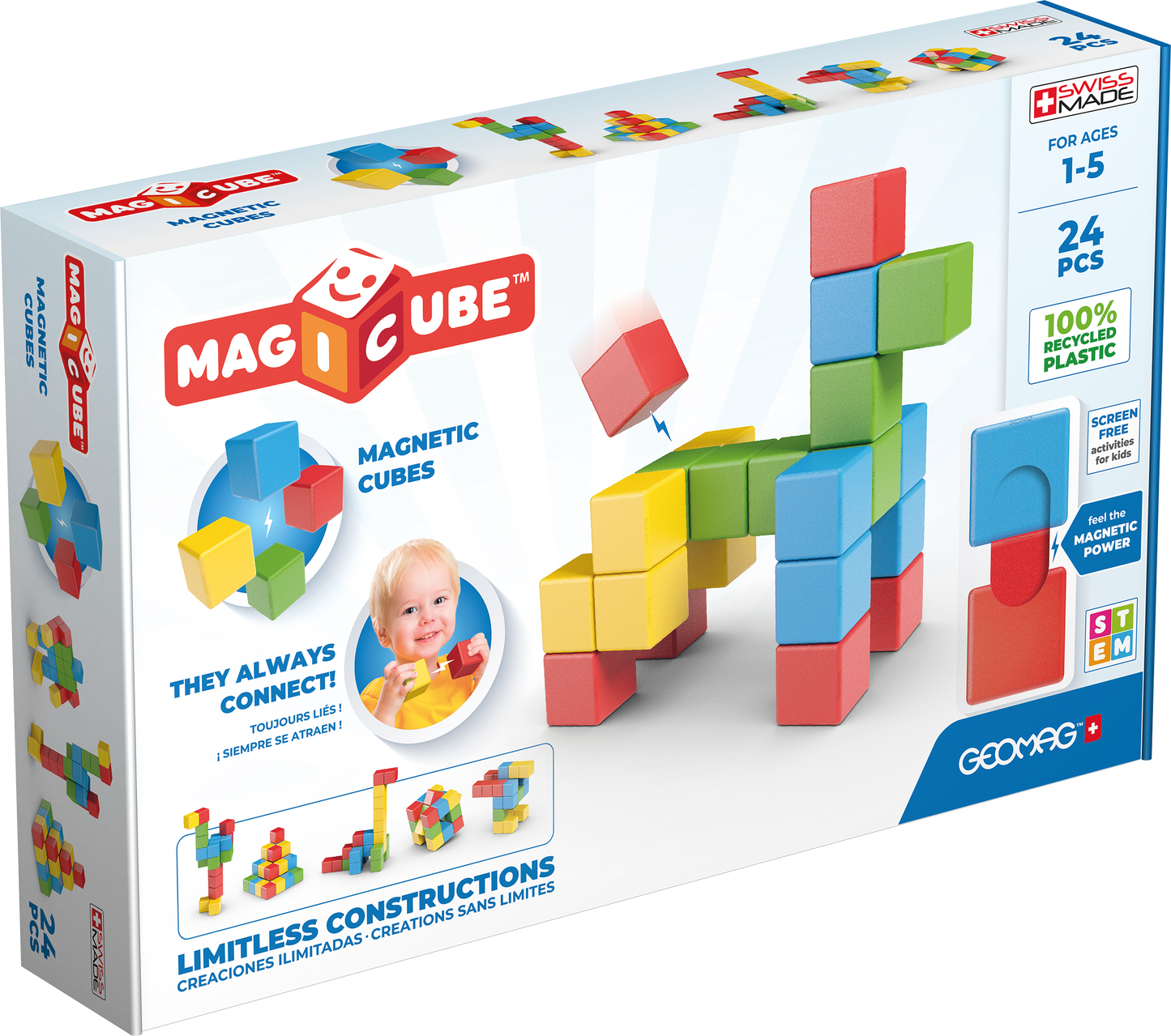 Geomag Magnetic Toys | Magicube Try-Me Recycled 24 pcs