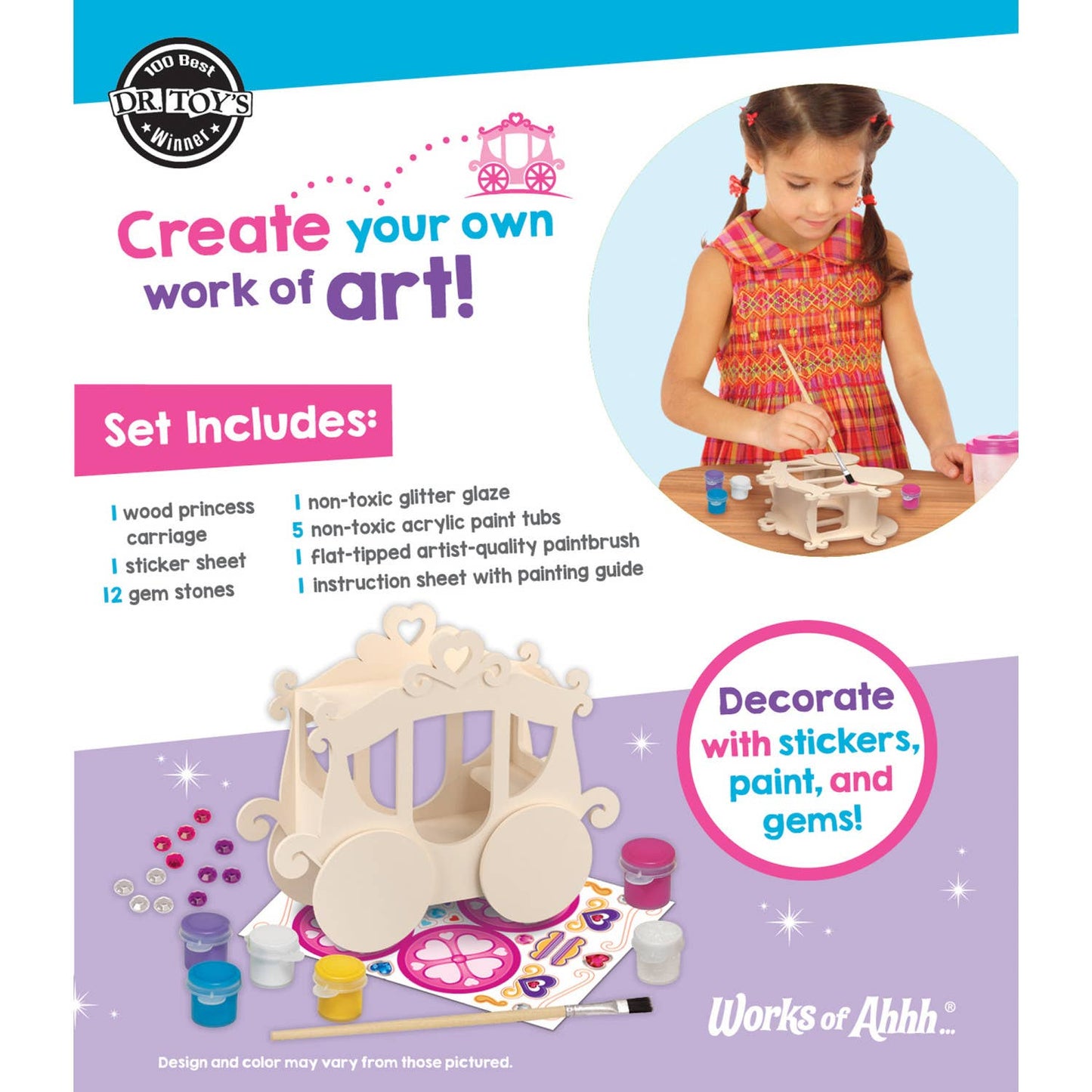 Princess Carriage Wood Paint Set