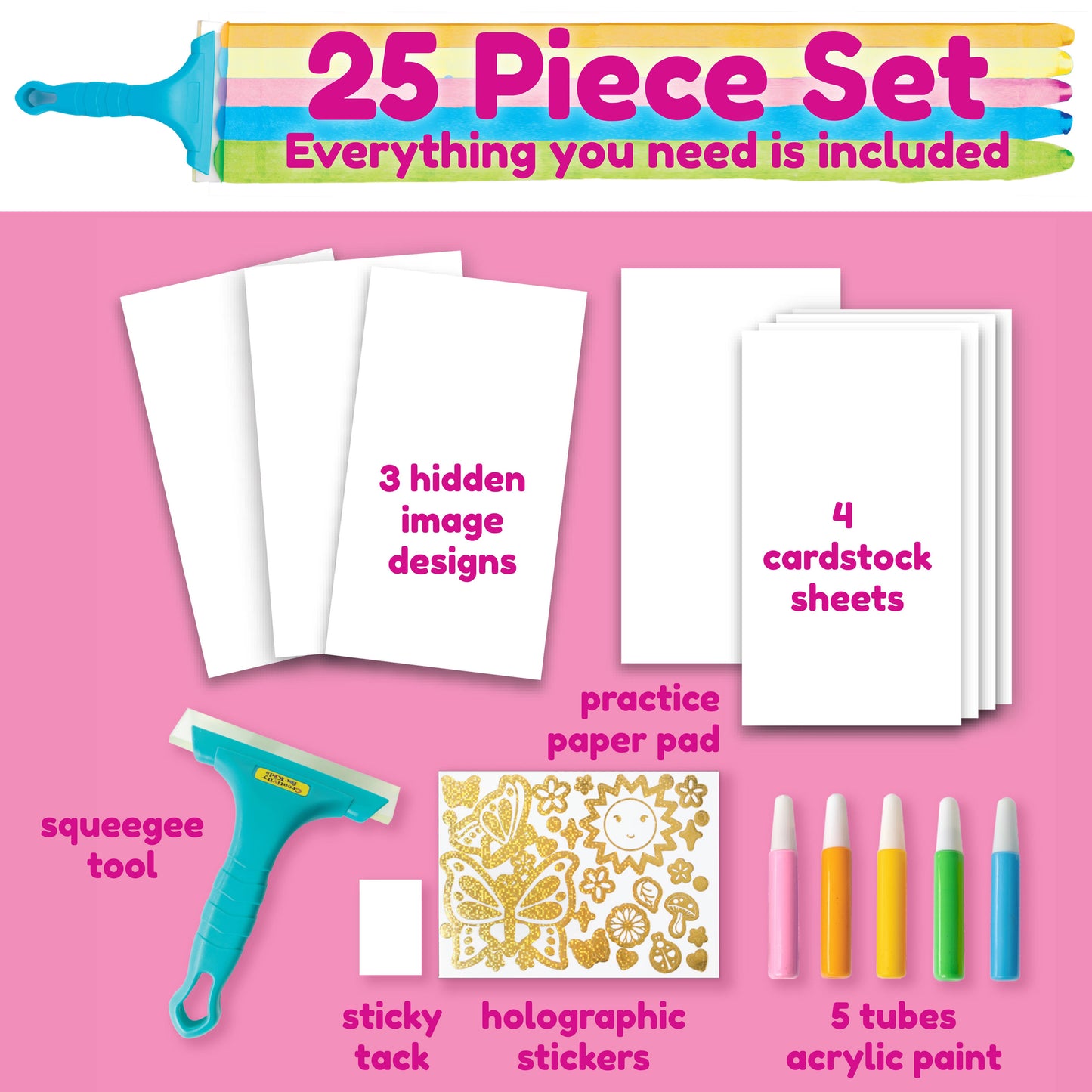 Squeegeez Magic Reveal Art Butterfly Paint Set for Kids