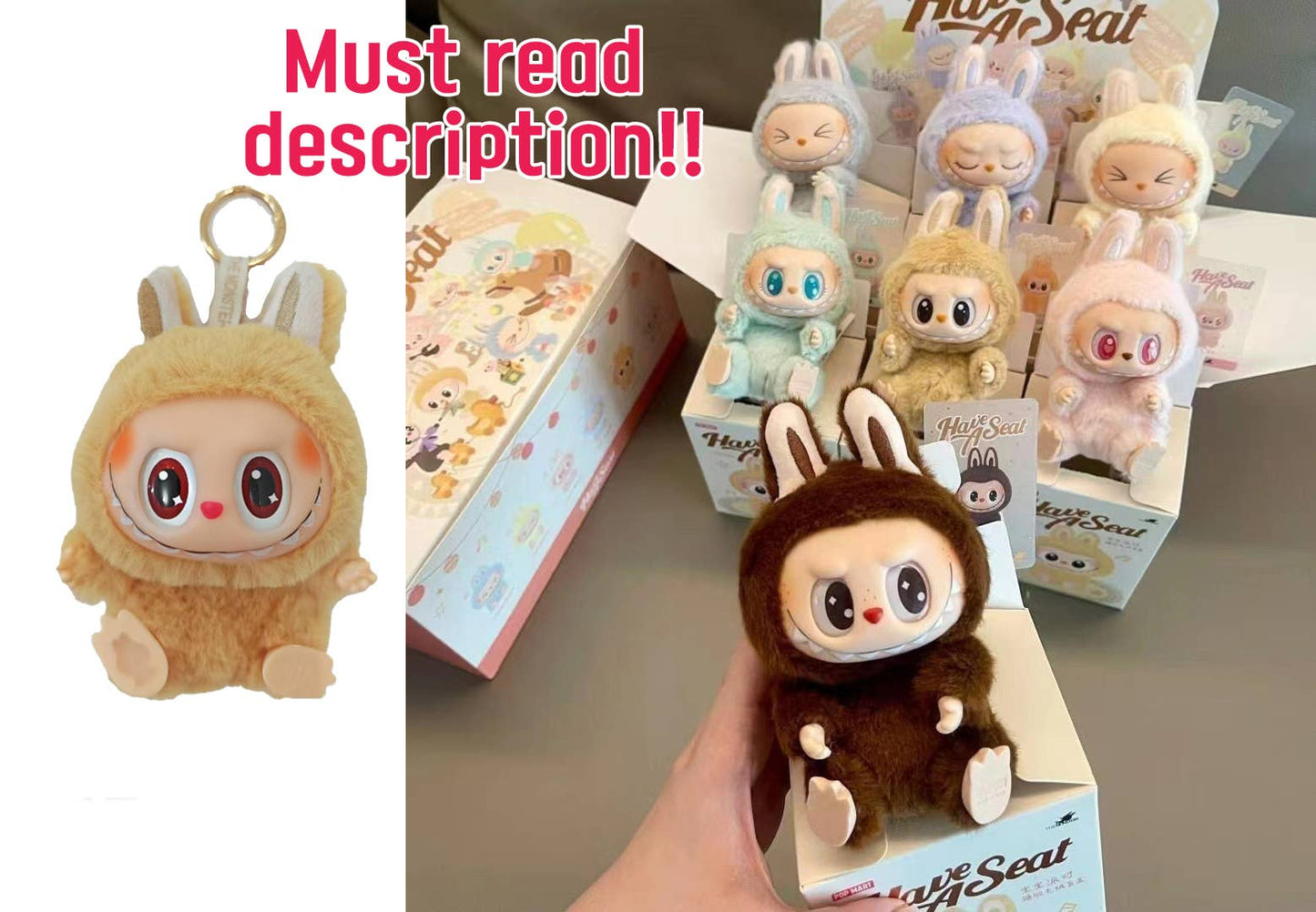 Labubu Style THE MONSTERS Have A Seat Bag keychain: BOX
