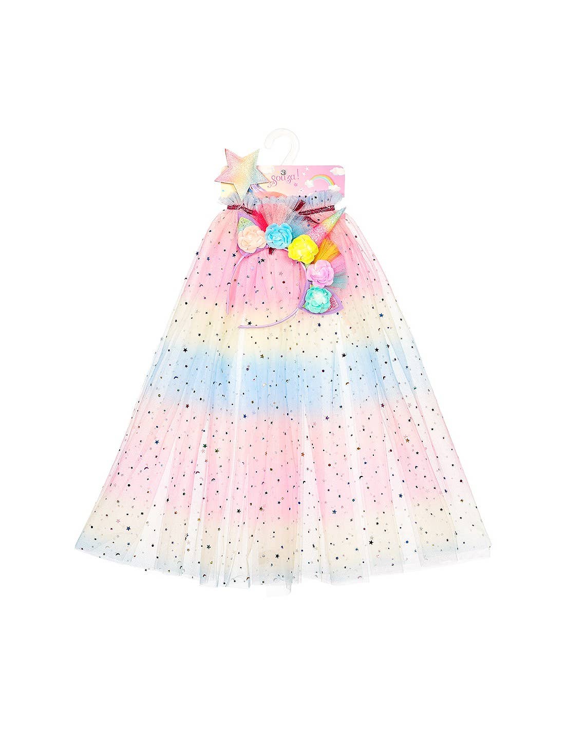 Unicorn Costume Cape Set w/ headband & wand 5-7 yrs