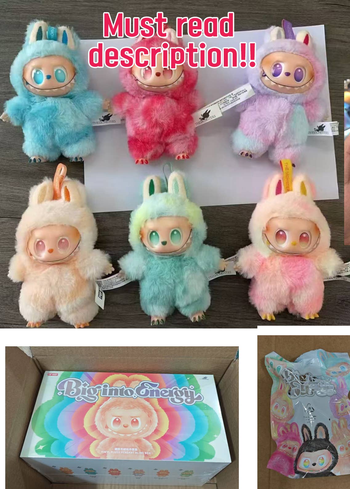 Labubu Style THE MONSTERS Big Into Energy Bag keychain: BOX