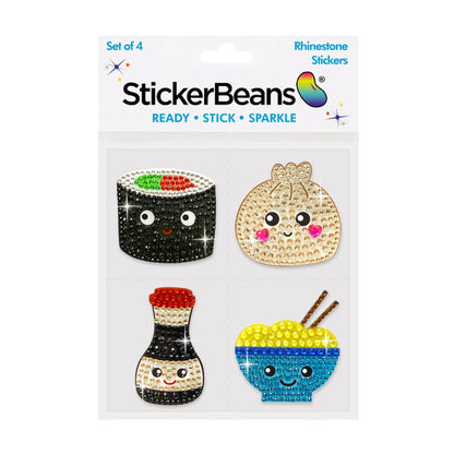 Savory & Sushi Set of 4 2" Rhinestone Stickers: O/S
