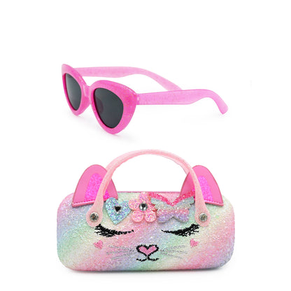 Bella Heart Flower Butterfly Crown Glitter Case and Sunglasses