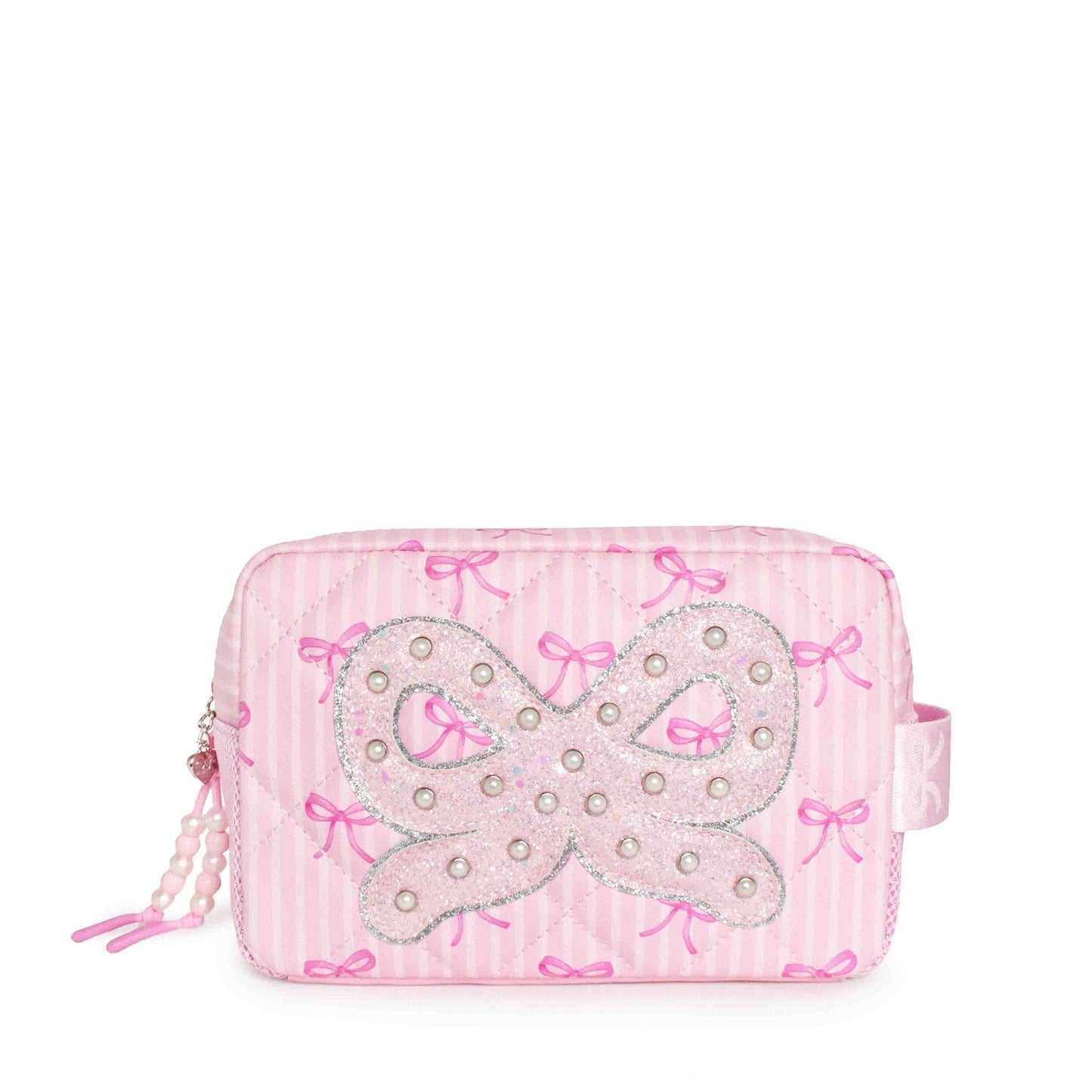 Quilted Striped Bow Print Pouch