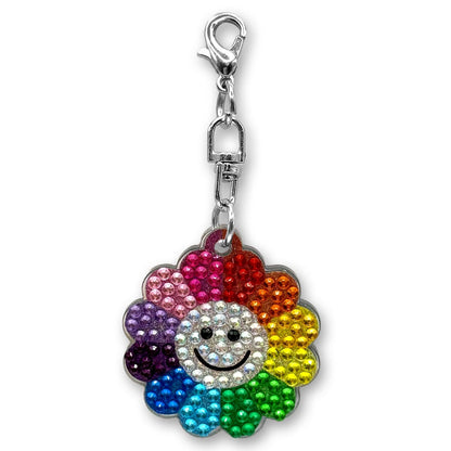 Rainbow Daisy Rhinestone Bag Charm