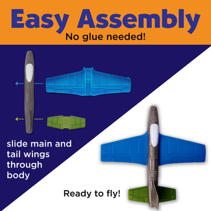 Stunt Squadron Foam Fliers Airplane Craft Kit for Kids: Glow in the Dark