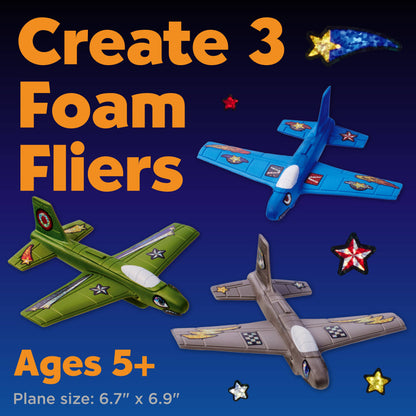 Stunt Squadron Foam Fliers Airplane Craft Kit for Kids: Glow in the Dark