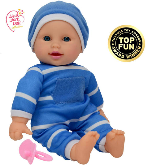 The New York Doll Collection 11" Doll Striped W/ Pacifier: Boy