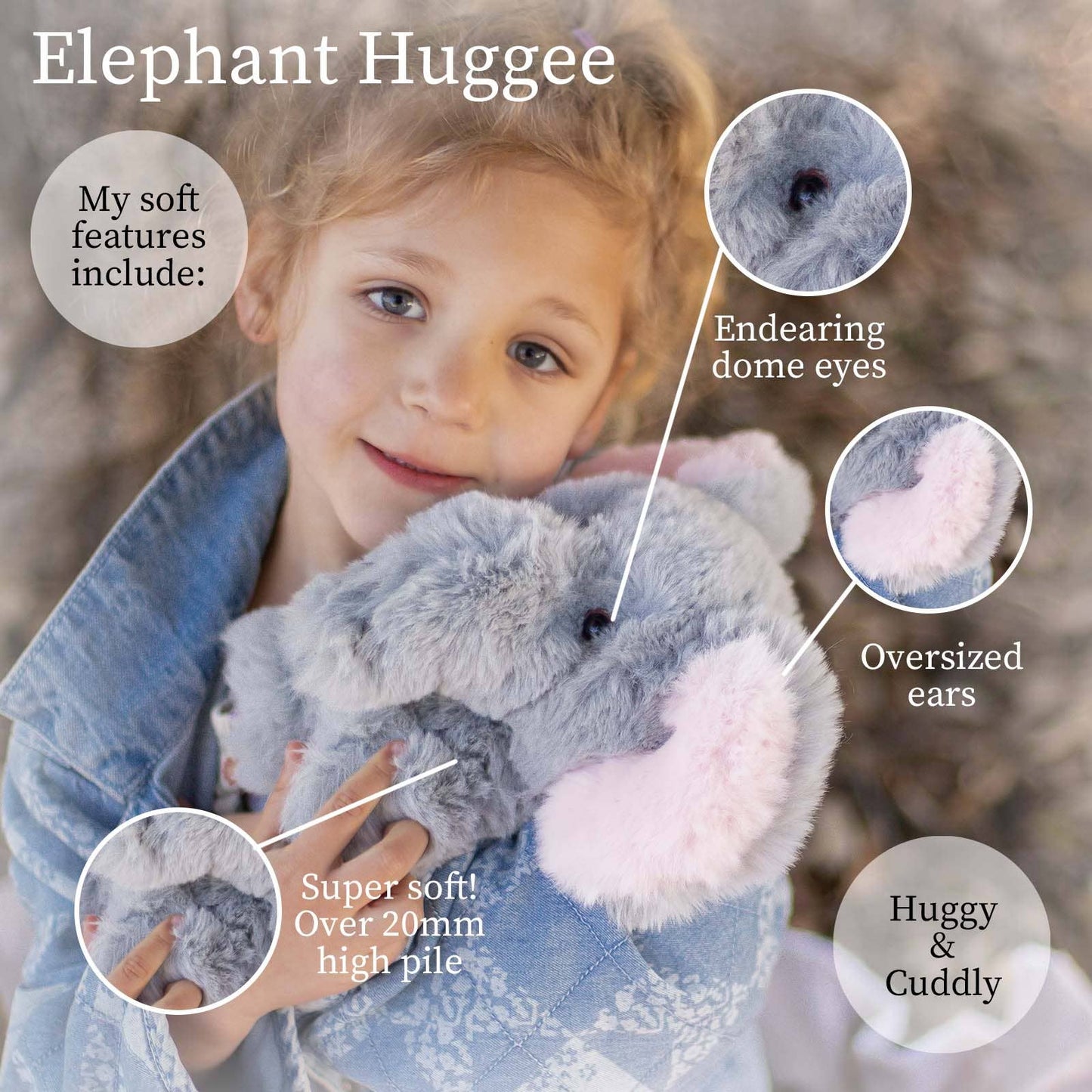 World's Softest 11 inch - Grey Baby Elephant
