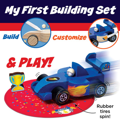 Buildeez! Blaze Race Car - DIY Wooden Craft Kit for Kids
