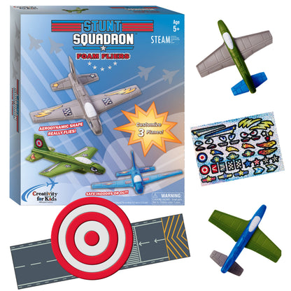 Stunt Squadron Foam Fliers Airplane Craft Kit for Kids: Glow in the Dark