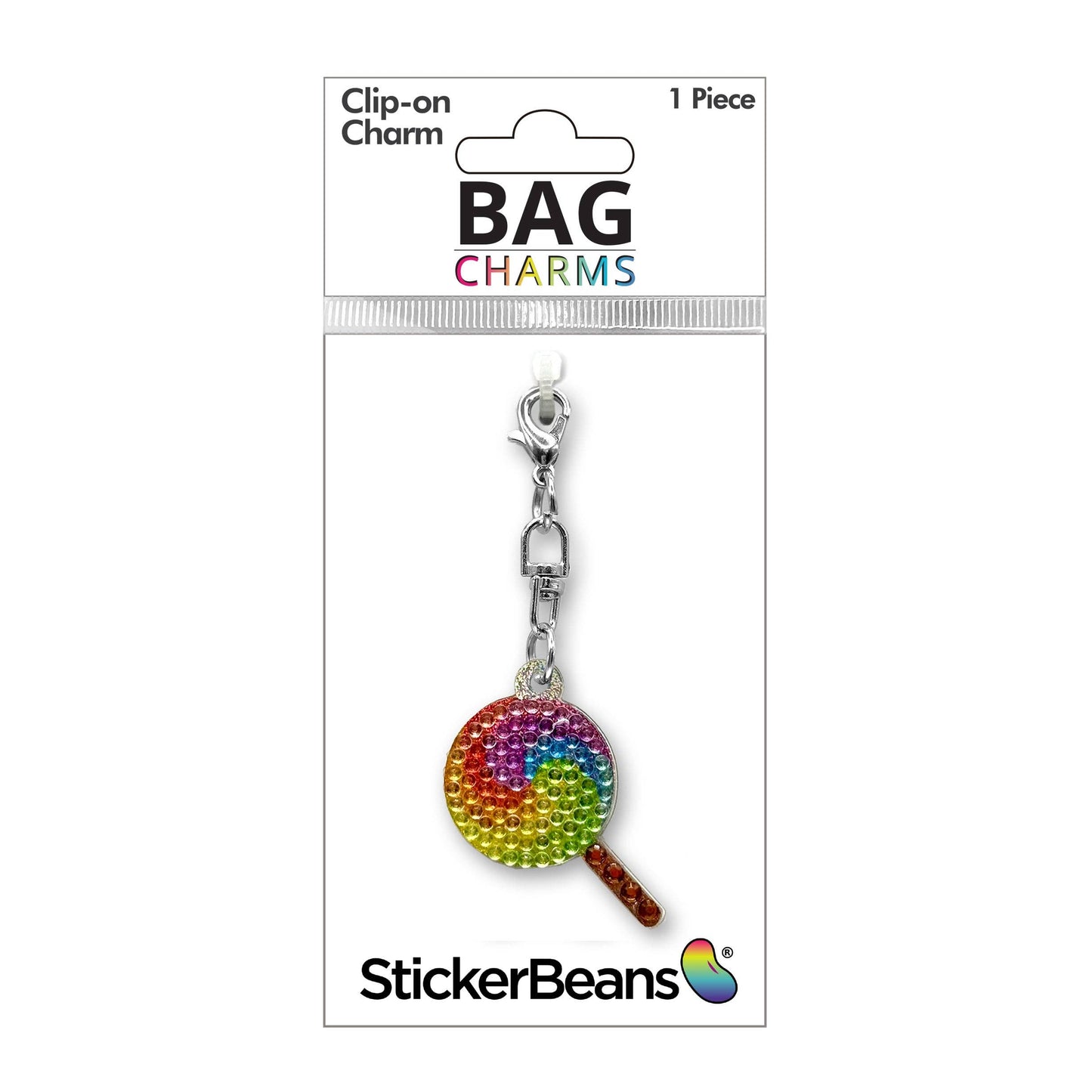 Rainbow Lollipop Rhinestone Bag Charm