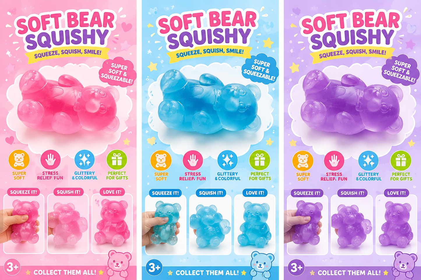 Soft Bear Squishy Toy – Sensory Stress Relief Fidget