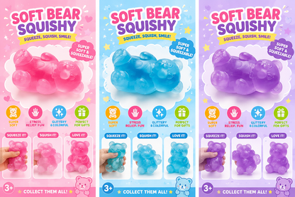 Soft Bear Squishy Toy – Sensory Stress Relief Fidget