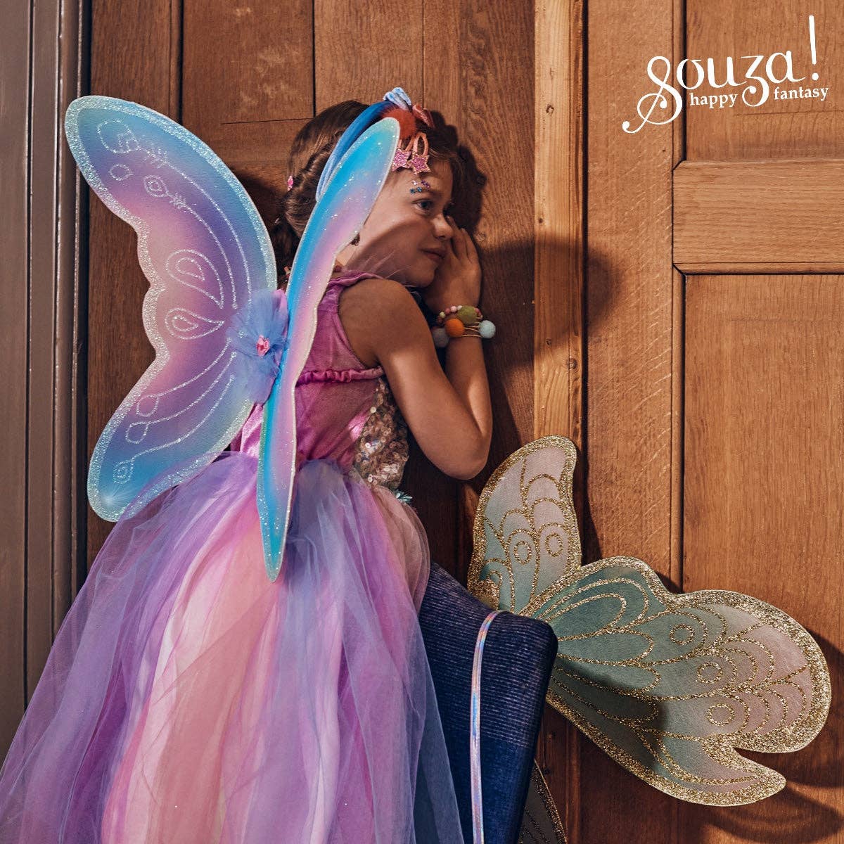 Felicity Fairy Costume – Dress and Wings Set (pink & blue) - Role-Play for Children(3sizes): 5-7 years