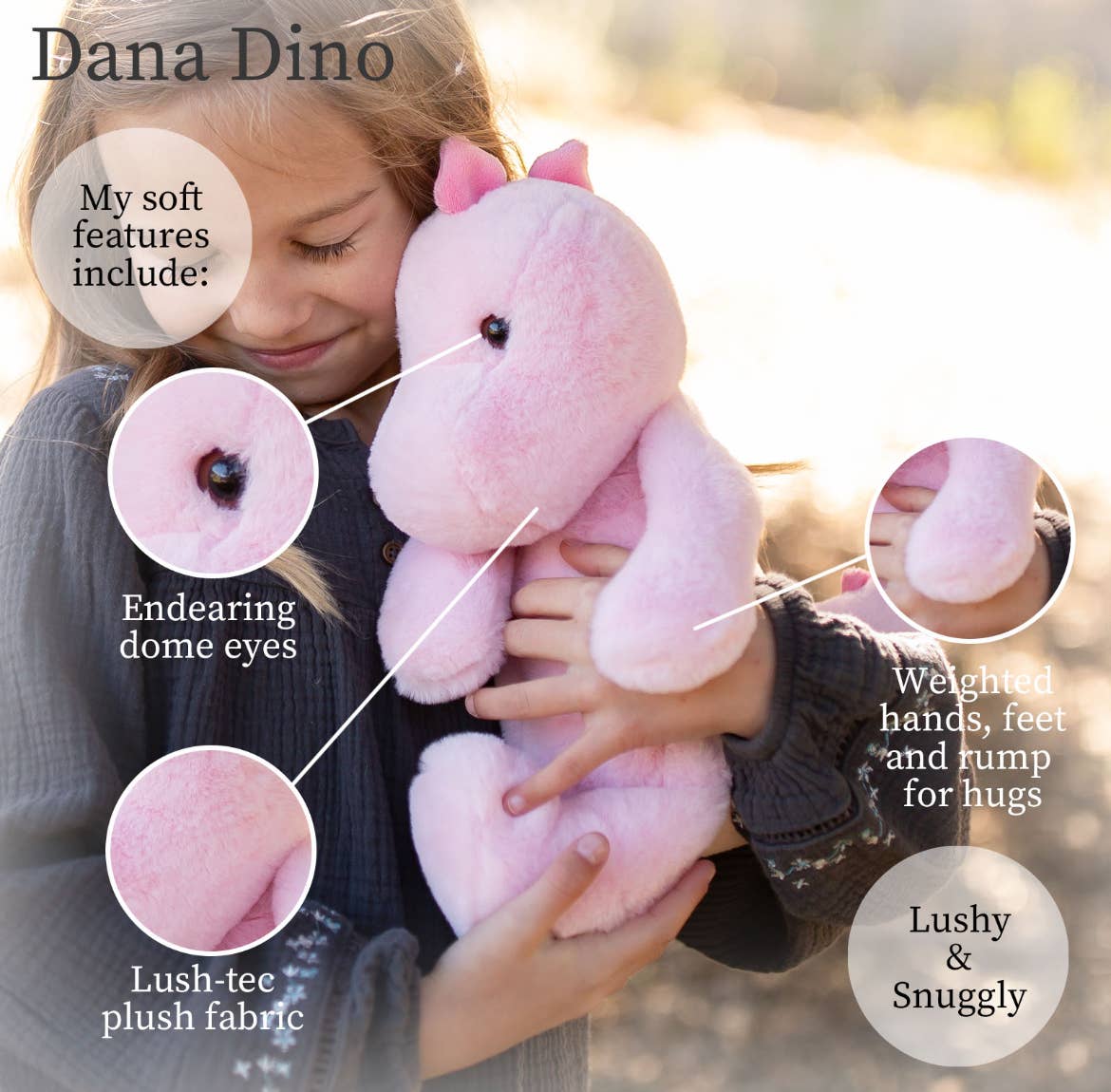 World's Softest Lushee 16 inch Pink Dino