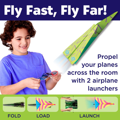 Stunt Squadron Neon Glow Paper Airplanes Craft Kit