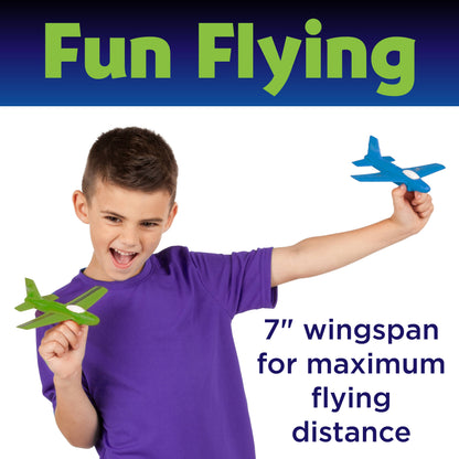 Stunt Squadron Foam Fliers Airplane Craft Kit for Kids: Glow in the Dark