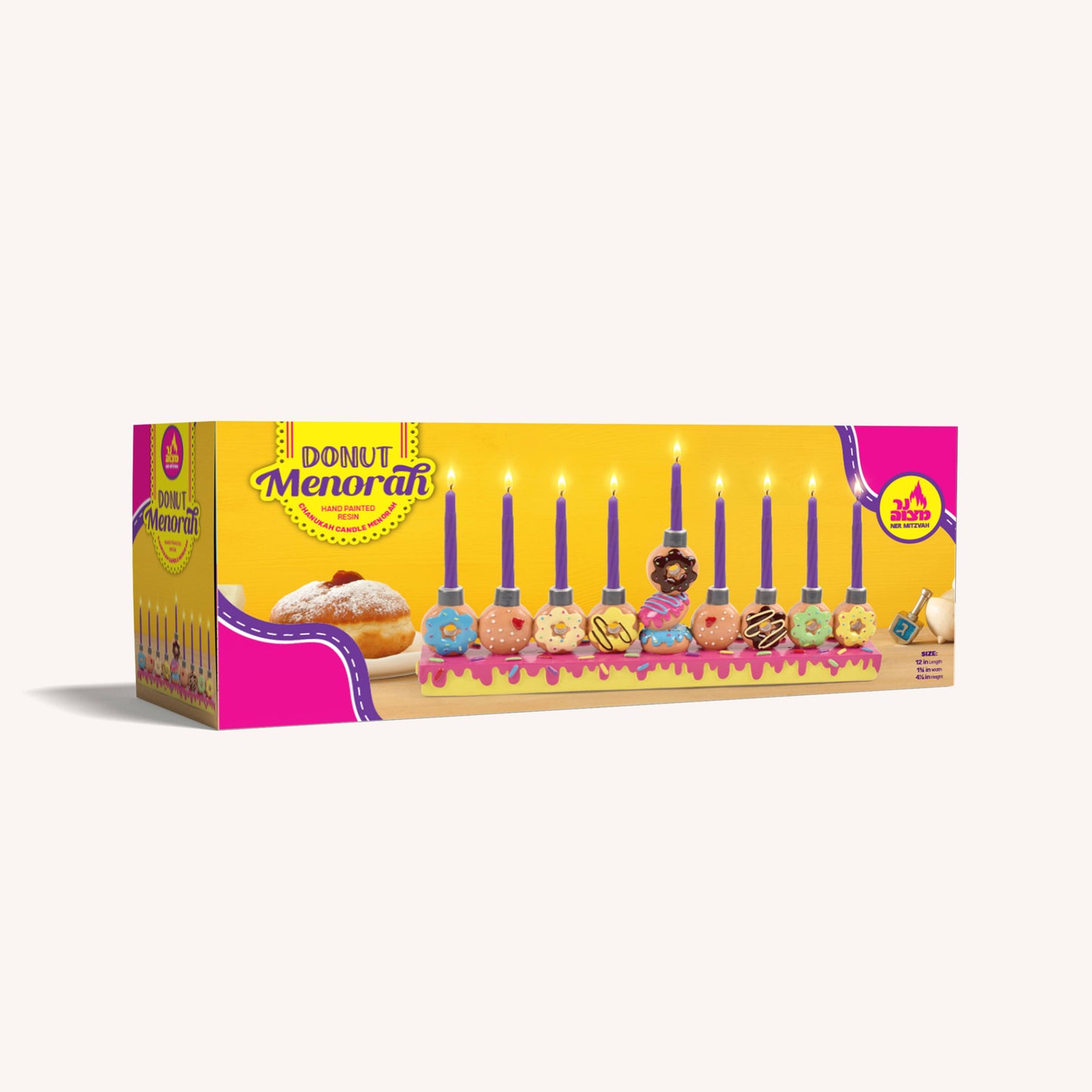 Hand Painted Menorah - Donuts