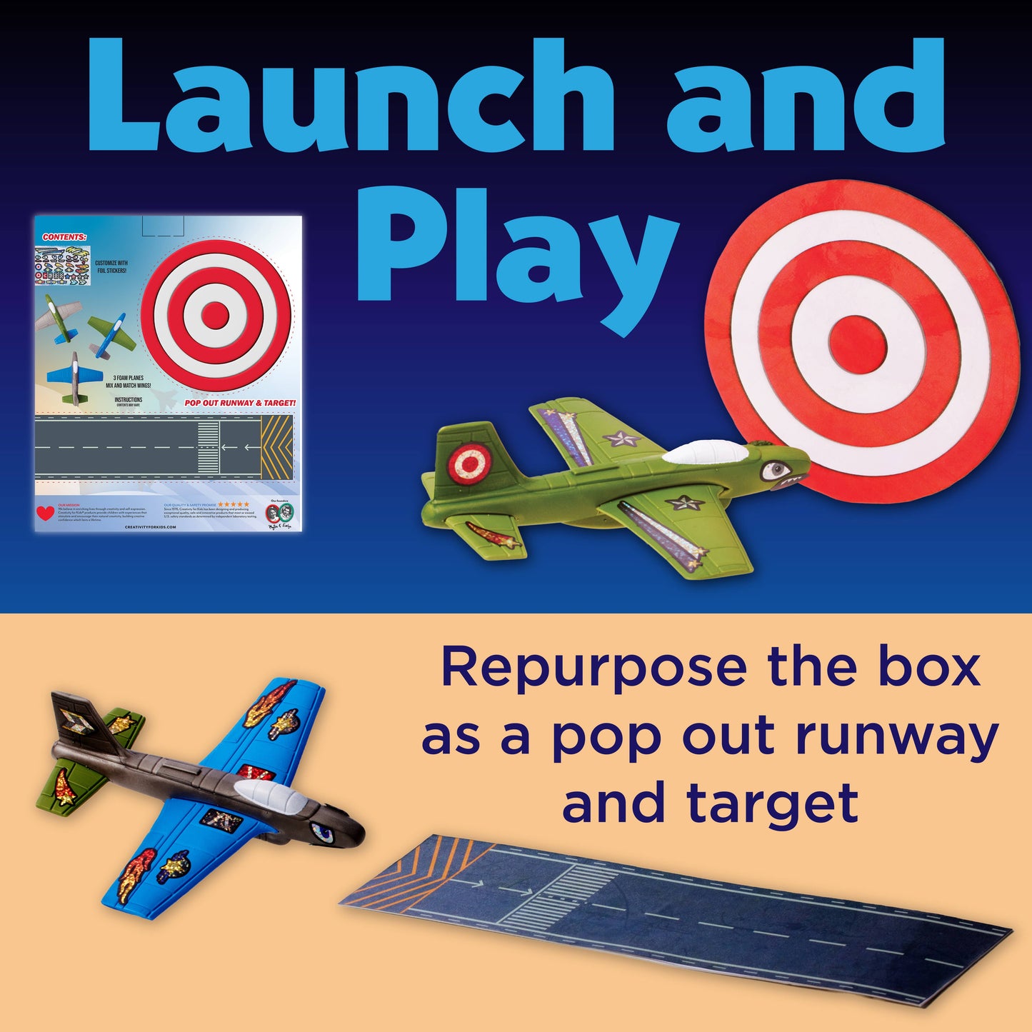 Stunt Squadron Foam Fliers Airplane Craft Kit for Kids: Glow in the Dark
