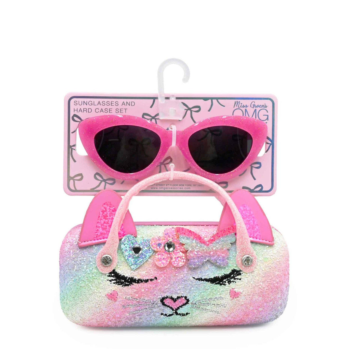 Bella Heart Flower Butterfly Crown Glitter Case and Sunglasses