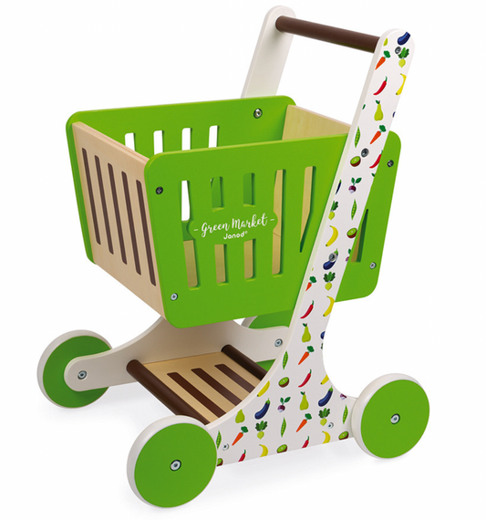 Green Market Wooden Shopping Trolly