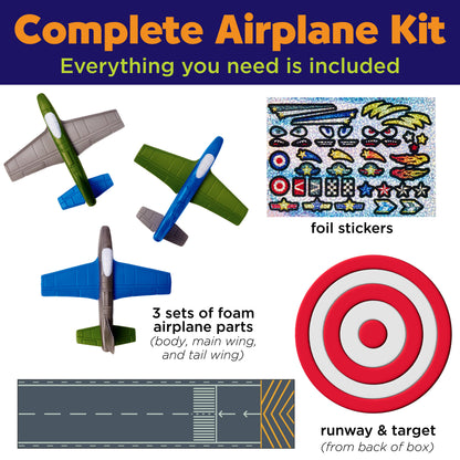 Stunt Squadron Foam Fliers Airplane Craft Kit for Kids: Glow in the Dark