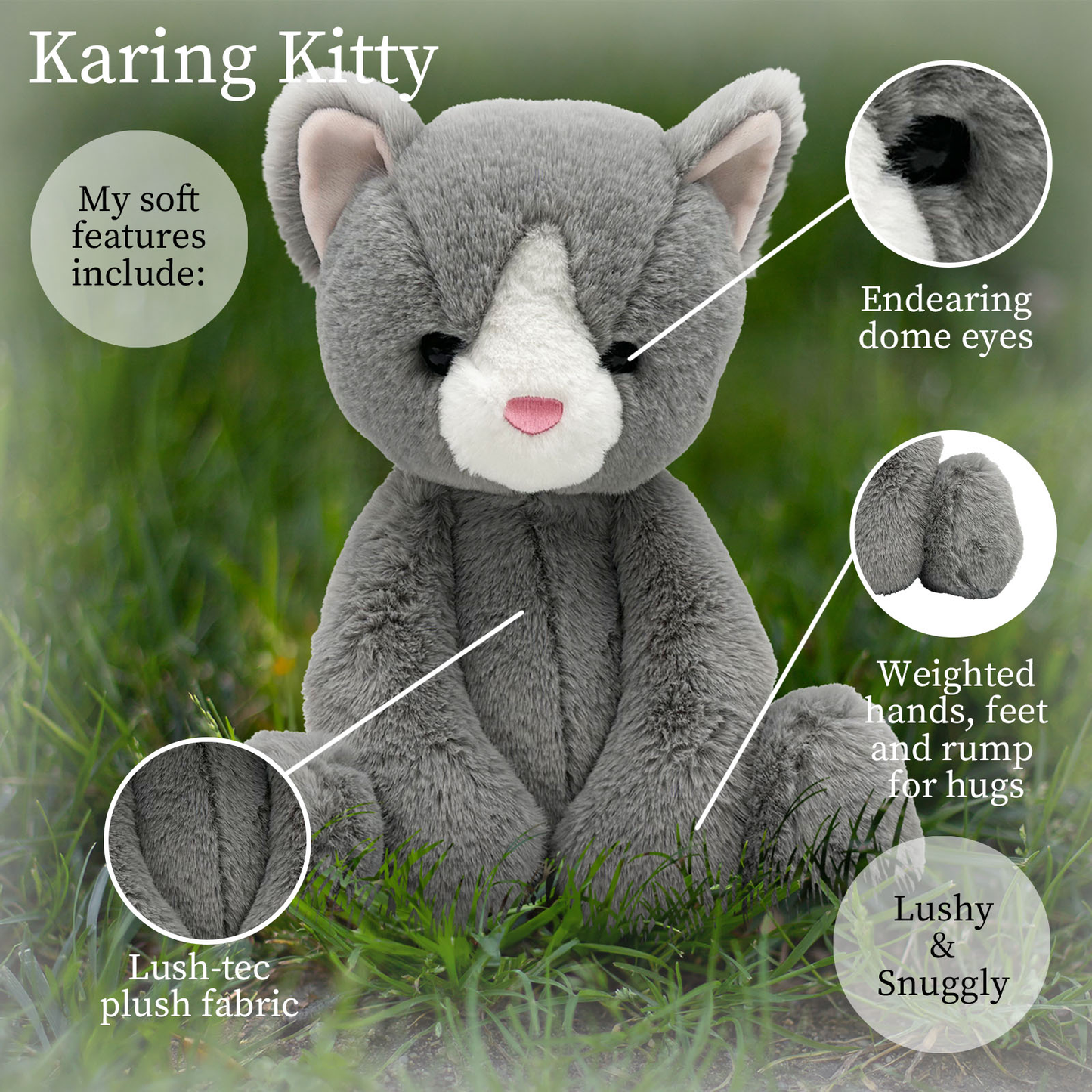 World's Softest Lushee 16 inch - Karing Kitten Gray
