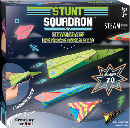 Stunt Squadron Neon Glow Paper Airplanes Craft Kit