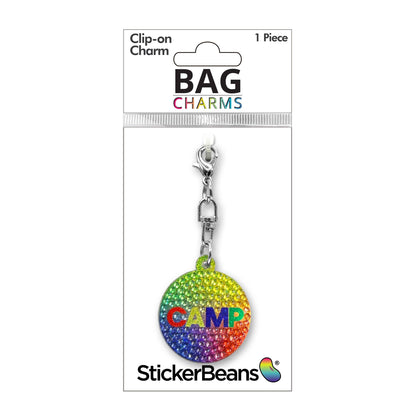 Rainbow Camp Rhinestone Bag Charm with Clip: O/S