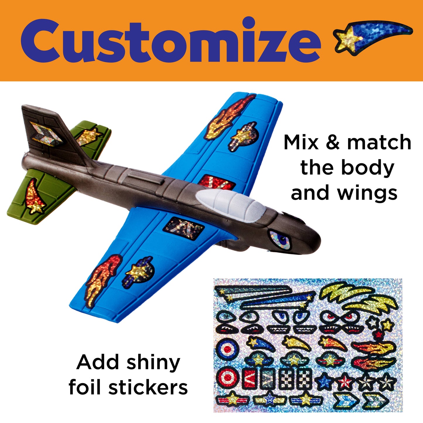 Stunt Squadron Foam Fliers Airplane Craft Kit for Kids: Glow in the Dark