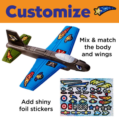 Stunt Squadron Foam Fliers Airplane Craft Kit for Kids: Glow in the Dark