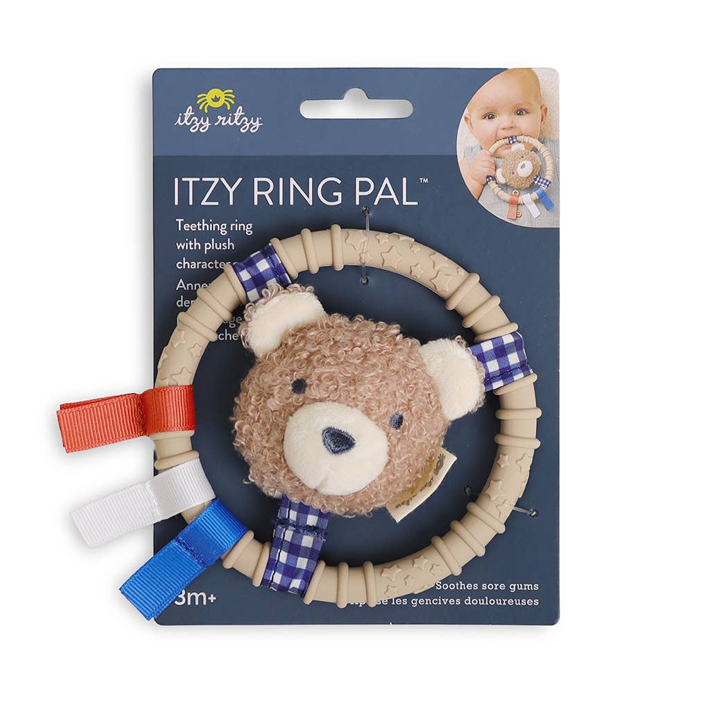Itzy Ring Pal™ - Teething Ring Taupe Bear
