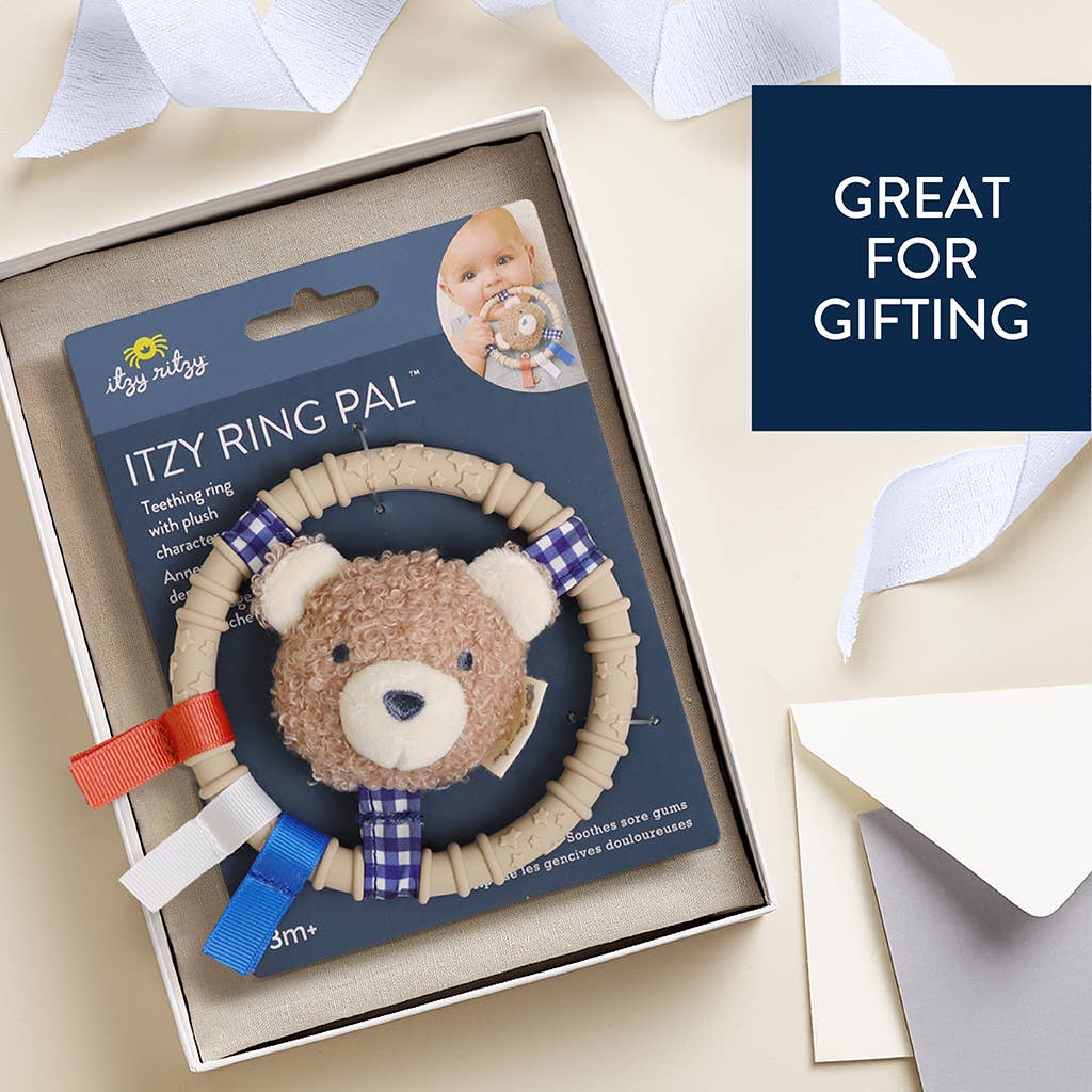 Itzy Ring Pal™ - Teething Ring Taupe Bear