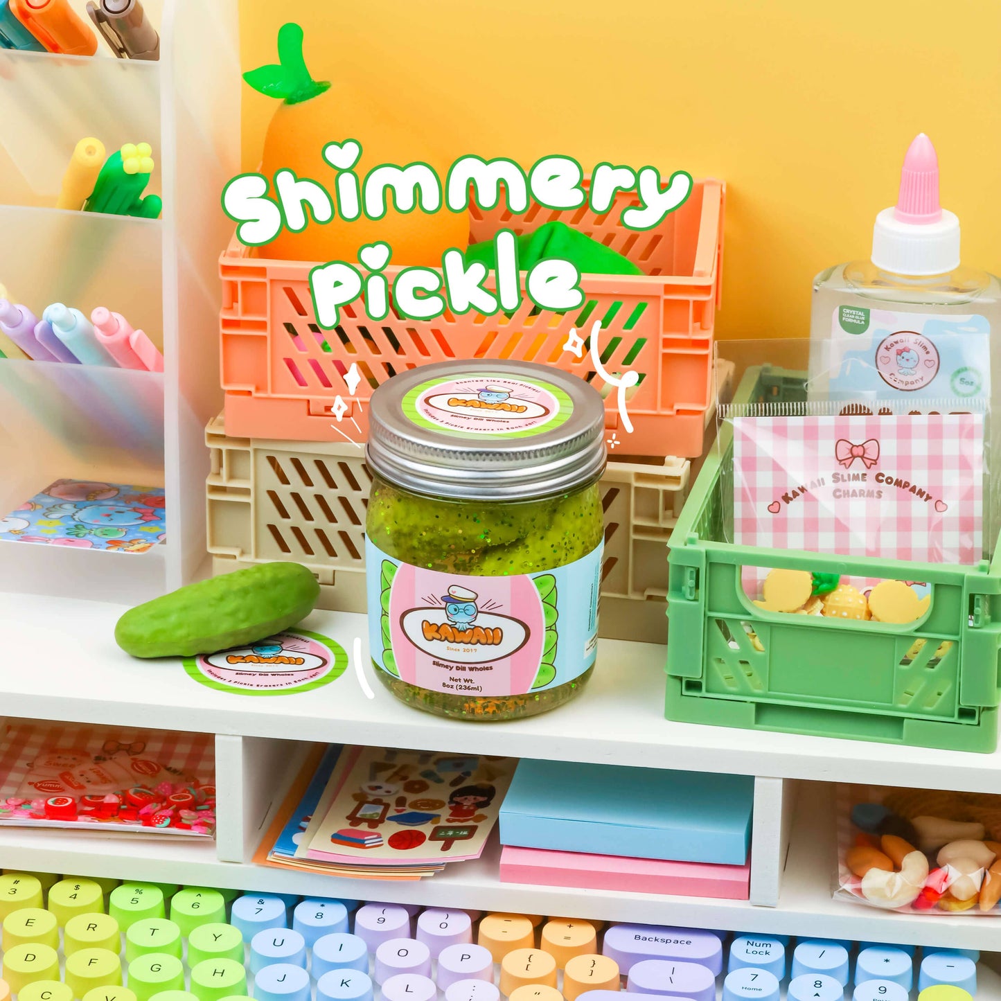 Shimmery Pickle Clear Slime (5pcs/case)