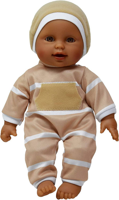 The New York Doll Collection 11" Doll Striped W/ Pacifier: Neon Purple Onesie Caucasian