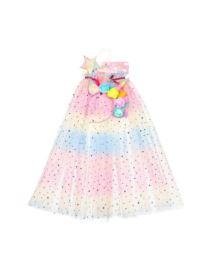 Unicorn Costume Cape Set w/ headband & wand 5-7 yrs
