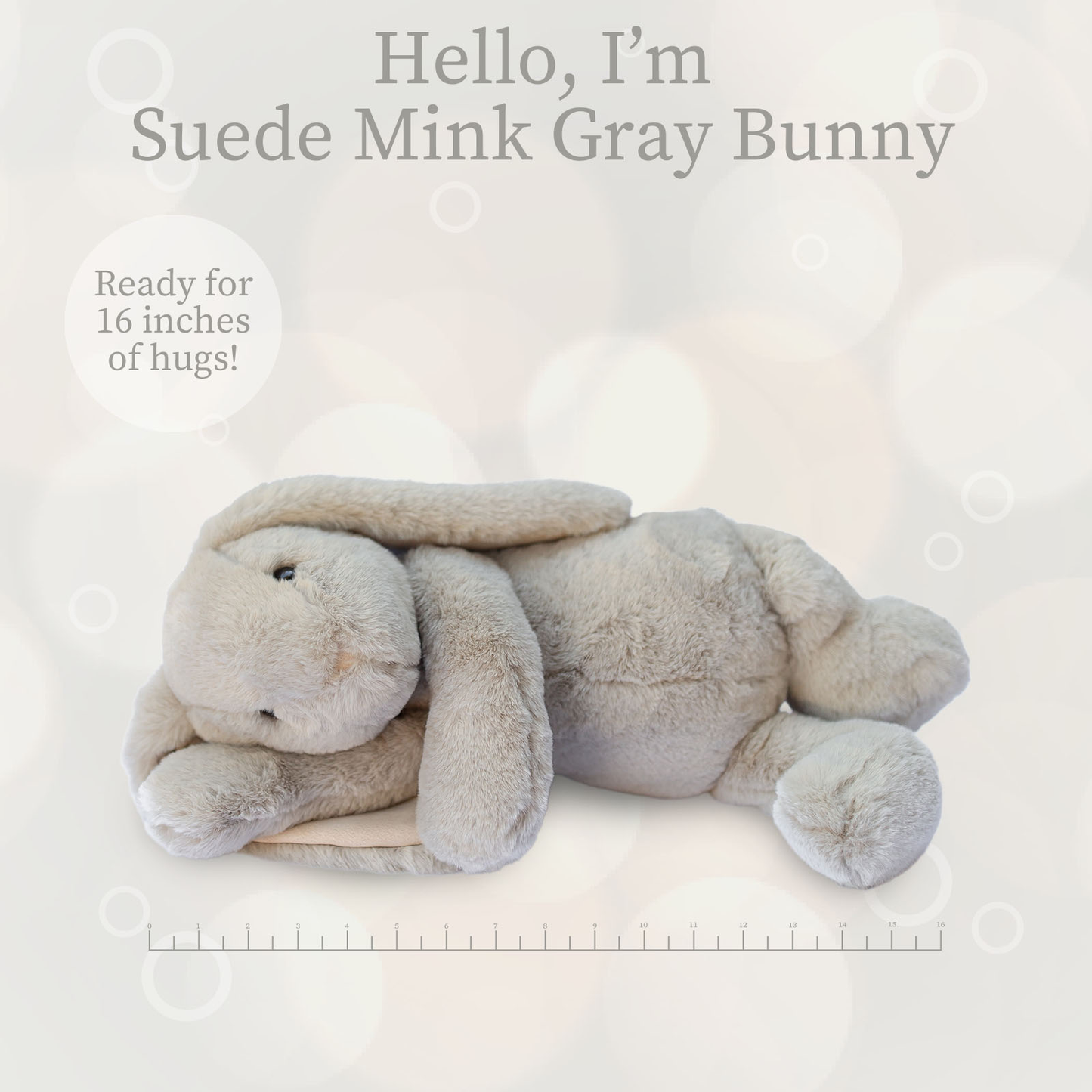 World's Softest Lushee 16 inch - Suede Mink Bunny Gray