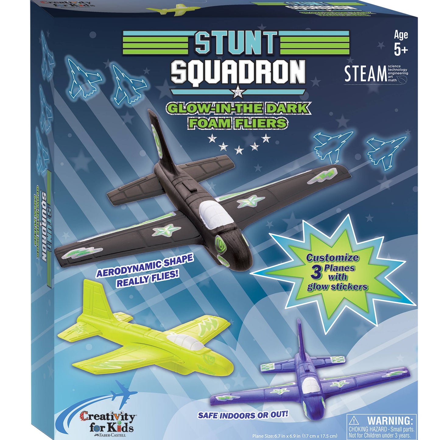 Stunt Squadron Foam Fliers Airplane Craft Kit for Kids: Glow in the Dark