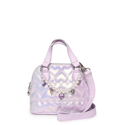 Quilted Hearts Metallic Mini Satchel Crossbody Bag