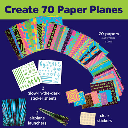 Stunt Squadron Neon Glow Paper Airplanes Craft Kit