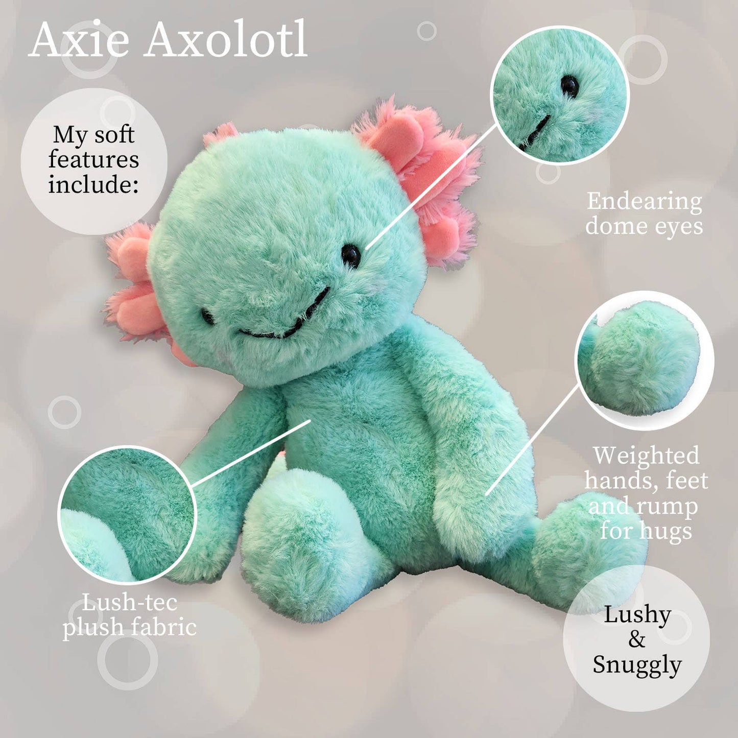 World's Softest Lushee 16 inch - Aqua Axolotl