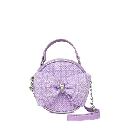 Tweed Bow Rounded Crossbody Bag
