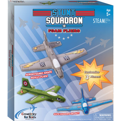 Stunt Squadron Foam Fliers Airplane Craft Kit for Kids: Glow in the Dark