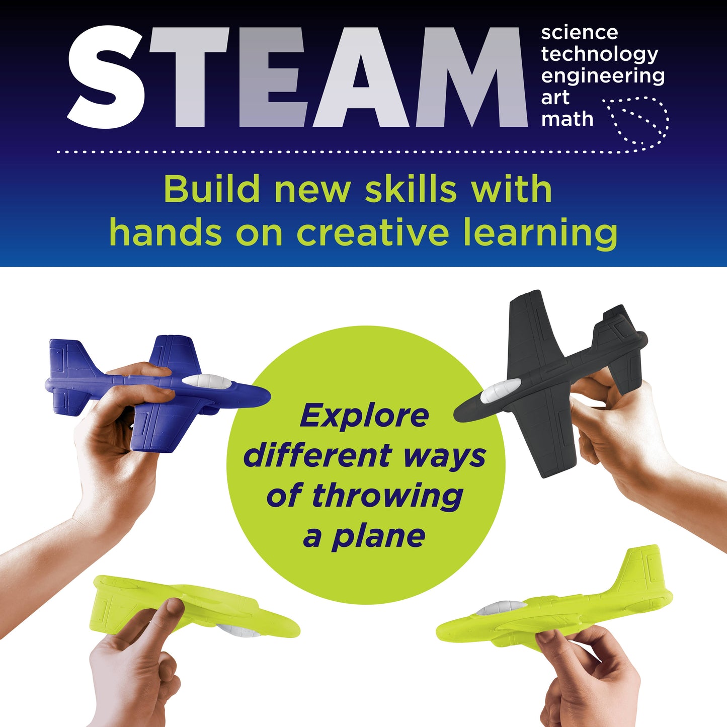 Stunt Squadron Foam Fliers Airplane Craft Kit for Kids: Glow in the Dark