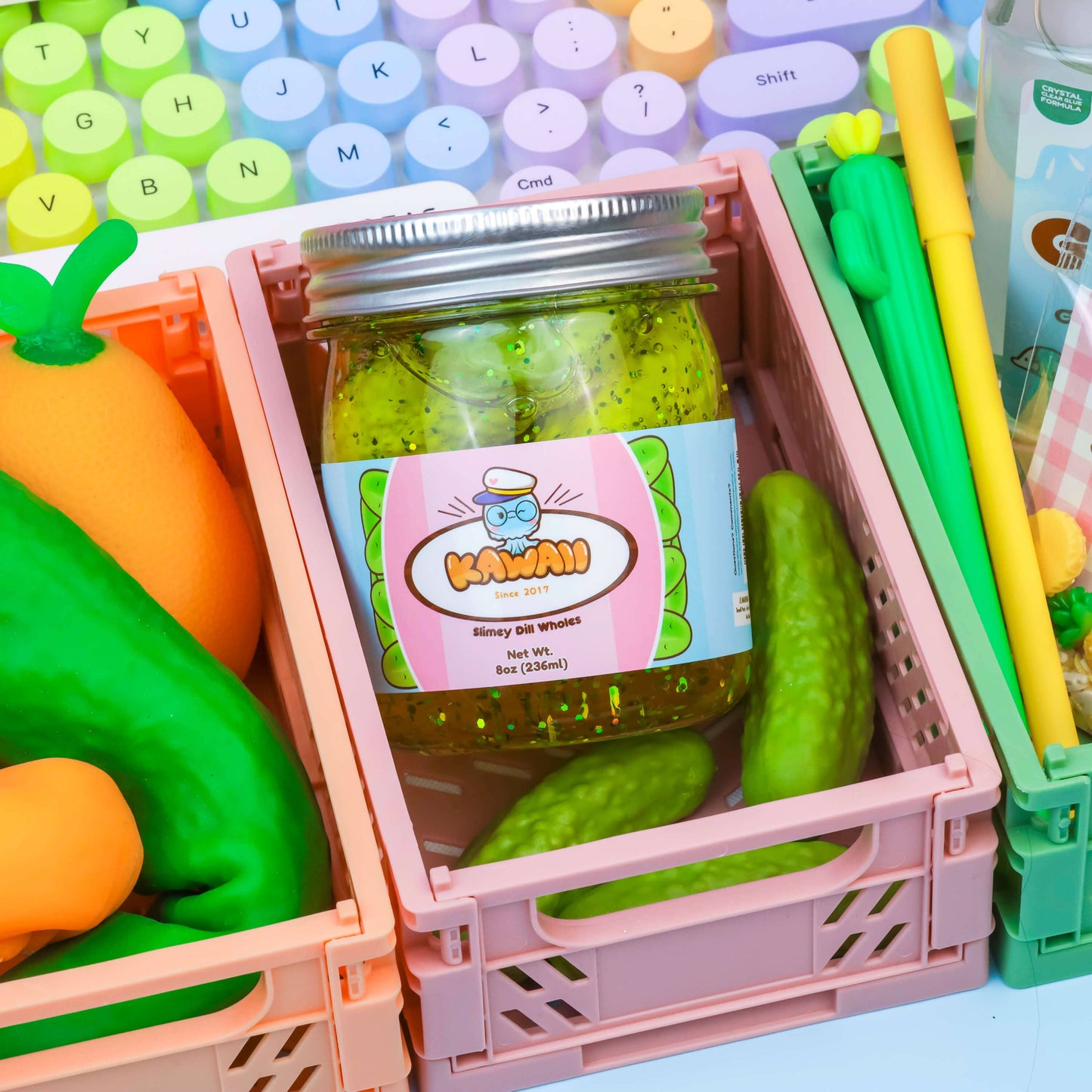 Shimmery Pickle Clear Slime (5pcs/case)